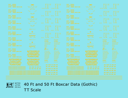 40 To 50 Ft Boxcar Gothic Font Dimensional Data Set