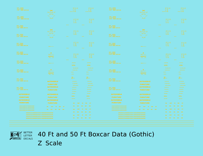 40 To 50 Ft Boxcar Gothic Font Dimensional Data Set