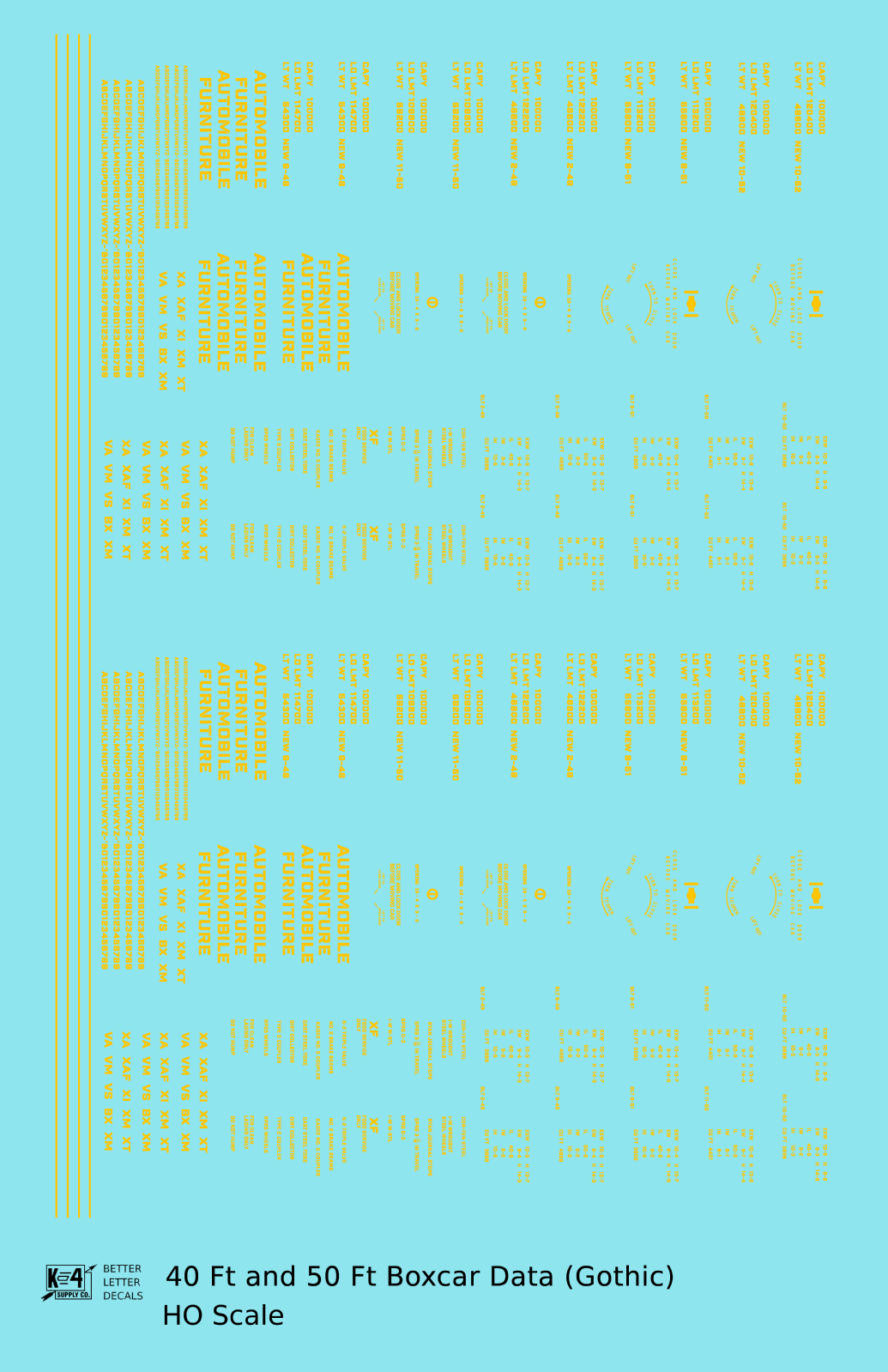 40 To 50 Ft Boxcar Gothic Font Dimensional Data Set