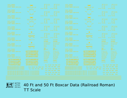 40 To 50 Ft Boxcar Roman Font Dimensional Data Set