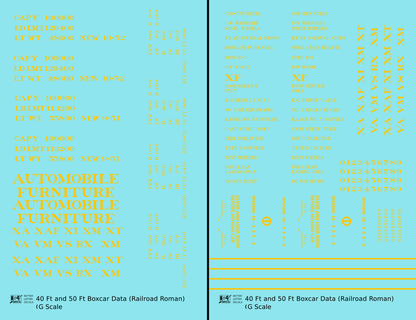 40 To 50 Ft Boxcar Roman Font Dimensional Data Set