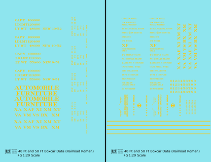 40 To 50 Ft Boxcar Roman Font Dimensional Data Set