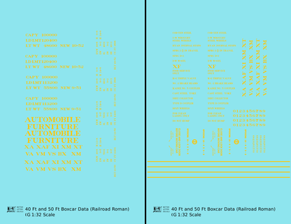 40 To 50 Ft Boxcar Roman Font Dimensional Data Set