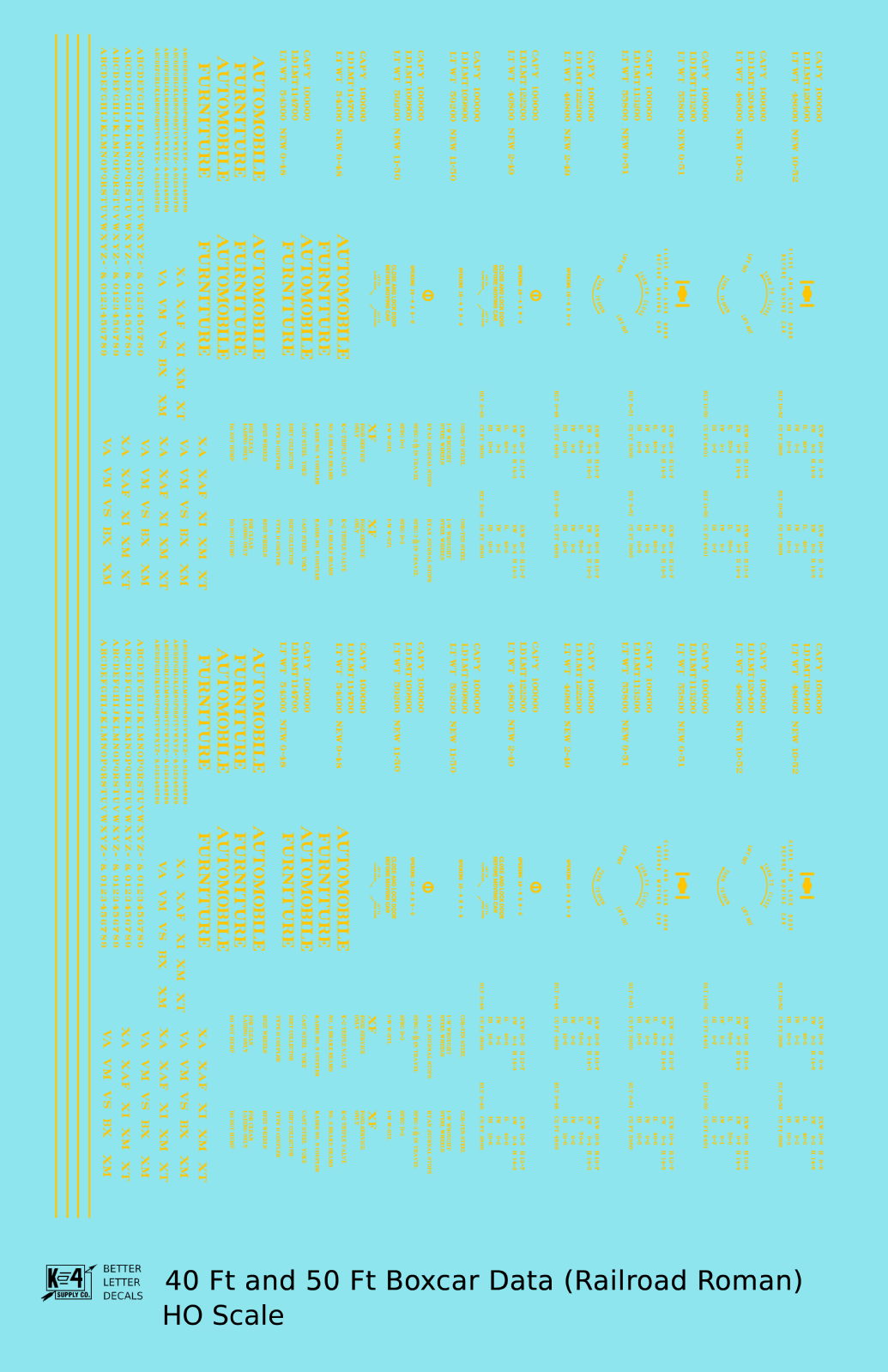 40 To 50 Ft Boxcar Roman Font Dimensional Data Set