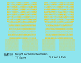 Freight Car Gothic Numbers  White 9, 7 and 4 Inch Renumber