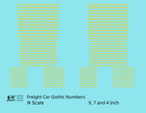Freight Car Gothic Numbers  White 9, 7 and 4 Inch Renumber