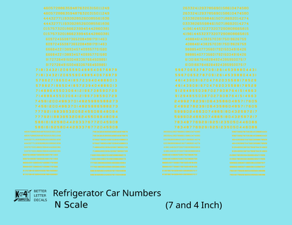 Reefer/Refrigerator Car Style Numbers  White 7 and 4 Inch Renumber