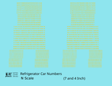 Reefer/Refrigerator Car Style Numbers  White 7 and 4 Inch Renumber