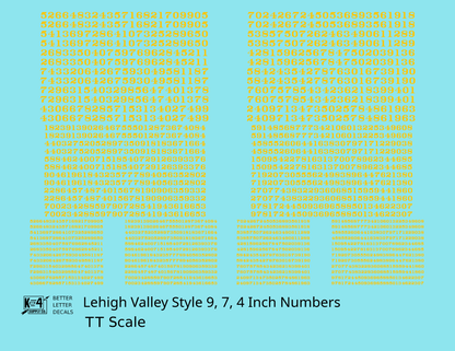 Lehigh Valley Freight Car Numbers  White 9, 7 and 4 Inch Renumber