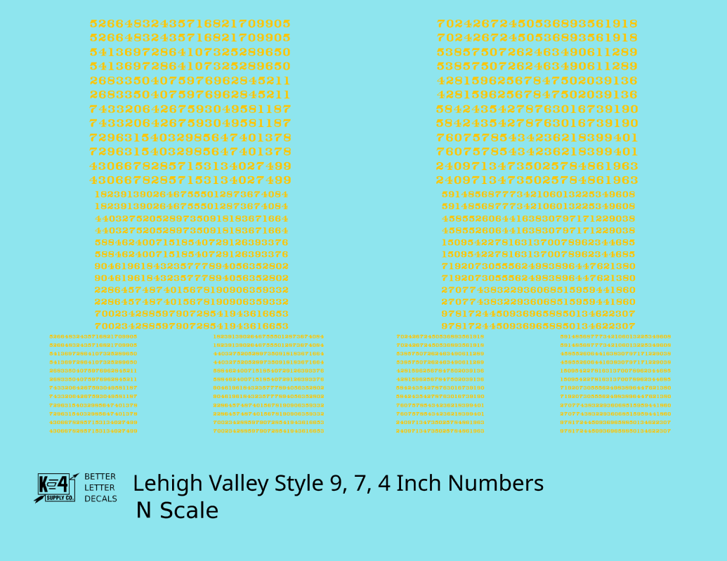 Lehigh Valley Freight Car Numbers  White 9, 7 and 4 Inch Renumber