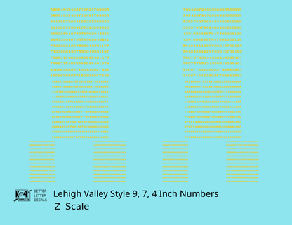 Lehigh Valley Freight Car Numbers  White 9, 7 and 4 Inch Renumber