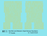 N&W Style Railroad Roman Freight Car Numbers  White 9, 7 and 4 Inch Renumber