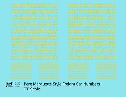 Pere Marquette Style Numbers  White 9 and 4 Inch Renumber