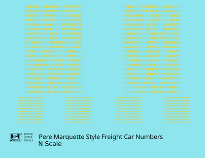 Pere Marquette Style Numbers  White 9 and 4 Inch Renumber