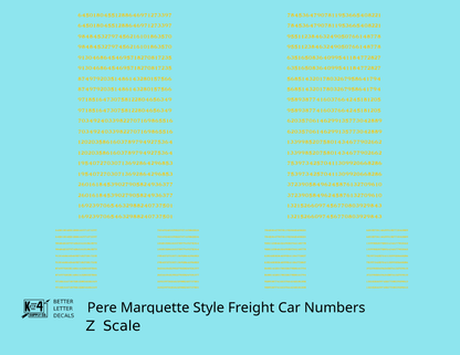 Pere Marquette Style Numbers  White 9 and 4 Inch Renumber