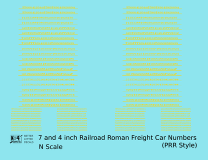 PRR Pennsylvania Style 7 Scale Inch Railroad Roman Freight Car Numbers