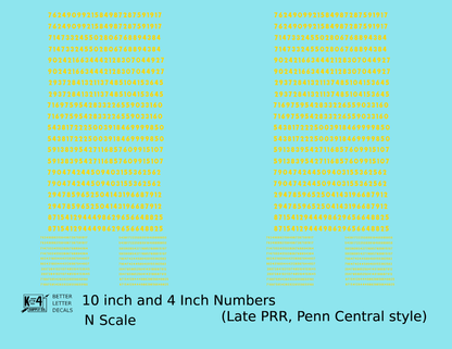 Late PRR Pennsylvania/Penn Central 10 Scale Inch Gothic Freight Car Numbers
