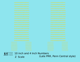 Late PRR Pennsylvania/Penn Central 10 Scale Inch Gothic Freight Car Numbers