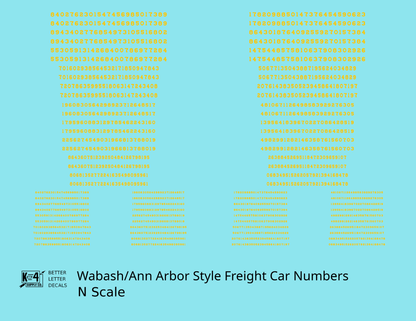 Wabash Style Numbers  White 9, 7 and 4 Inch Renumber