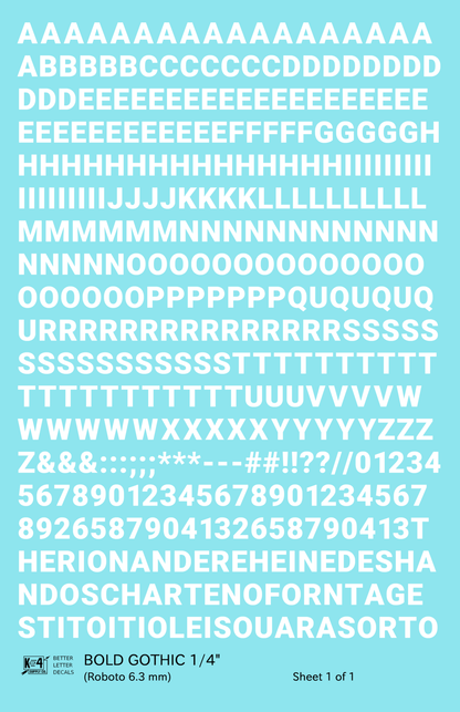 Bold Gothic Letter Number Alphabet
