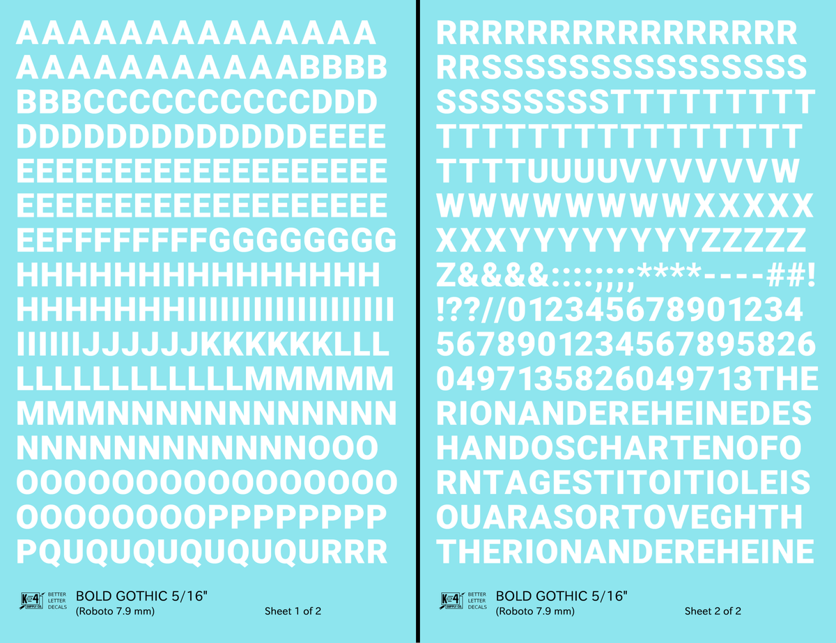 Bold Gothic Letter Number Alphabet