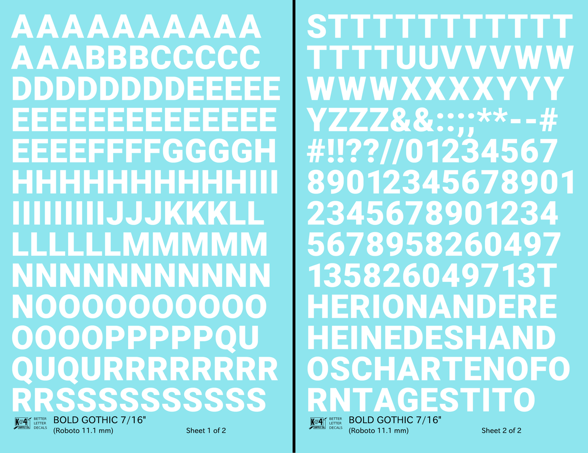 Bold Gothic Letter Number Alphabet