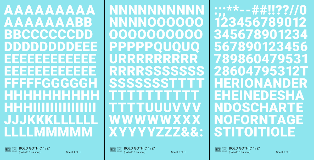 Bold Gothic Letter Number Alphabet