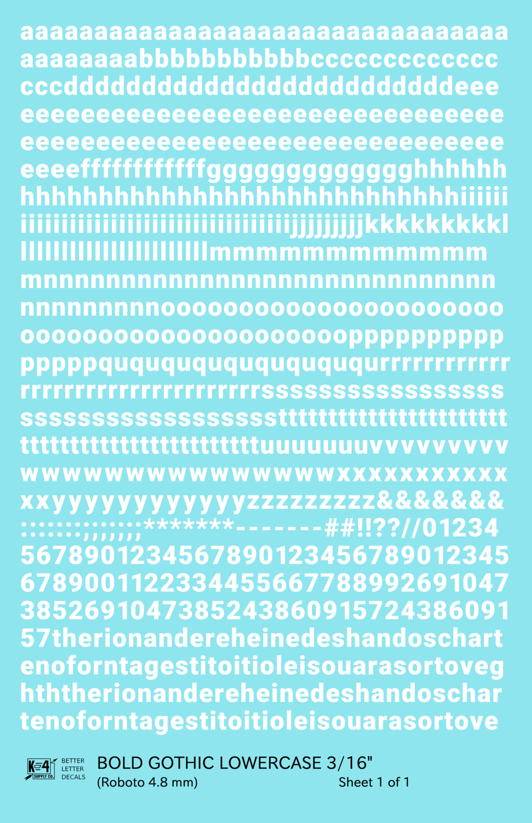 Lowercase Bold Gothic Letter Number Alphabet