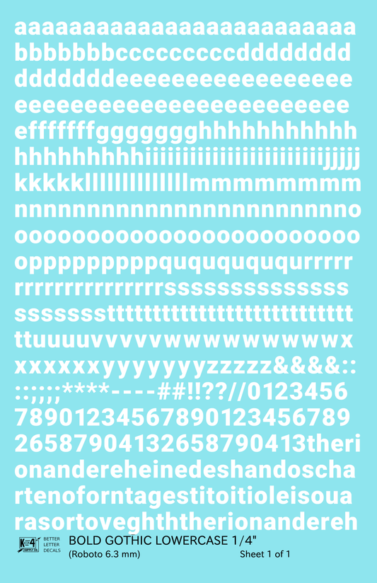 Lowercase Bold Gothic Letter Number Alphabet