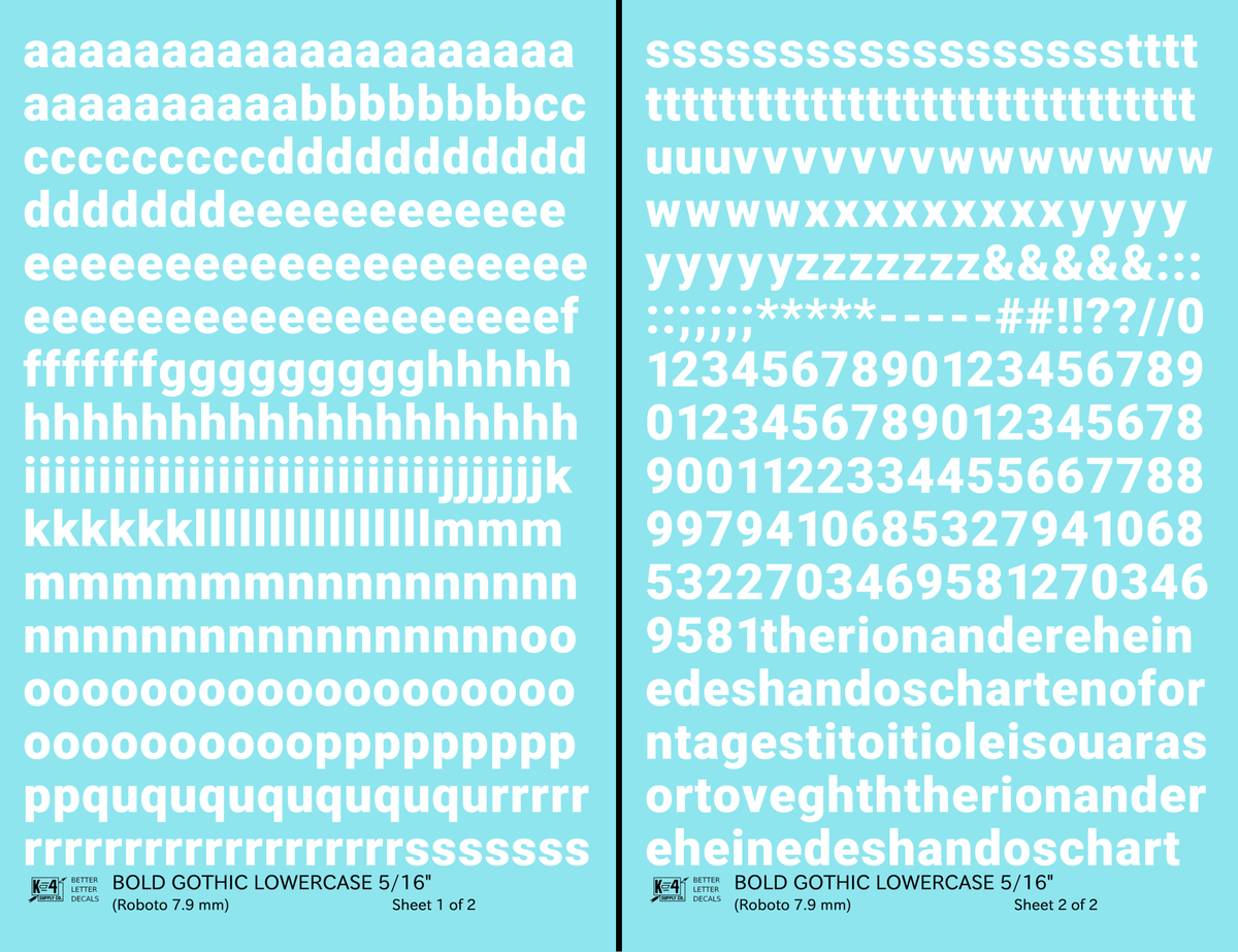 Lowercase Bold Gothic Letter Number Alphabet