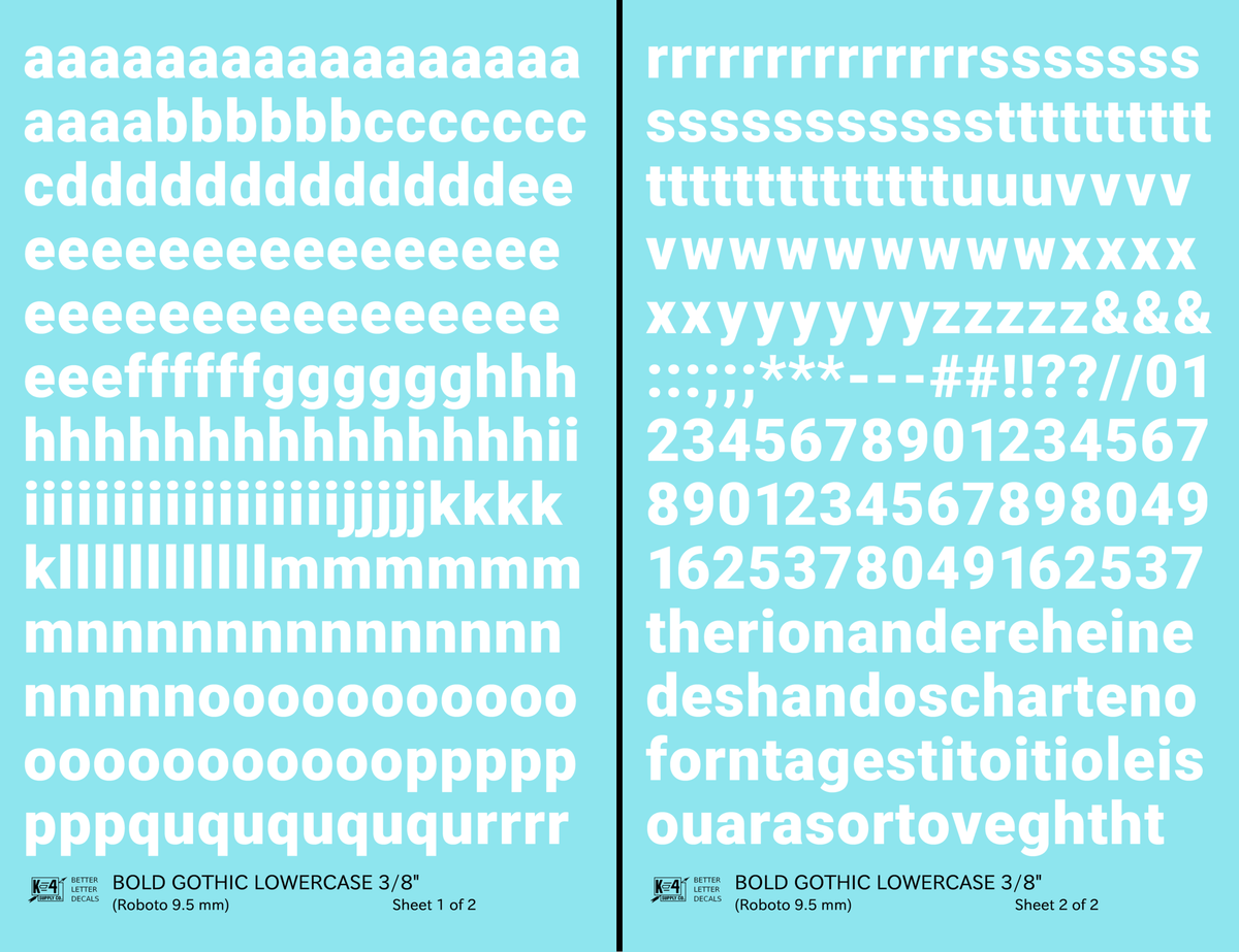 Lowercase Bold Gothic Letter Number Alphabet