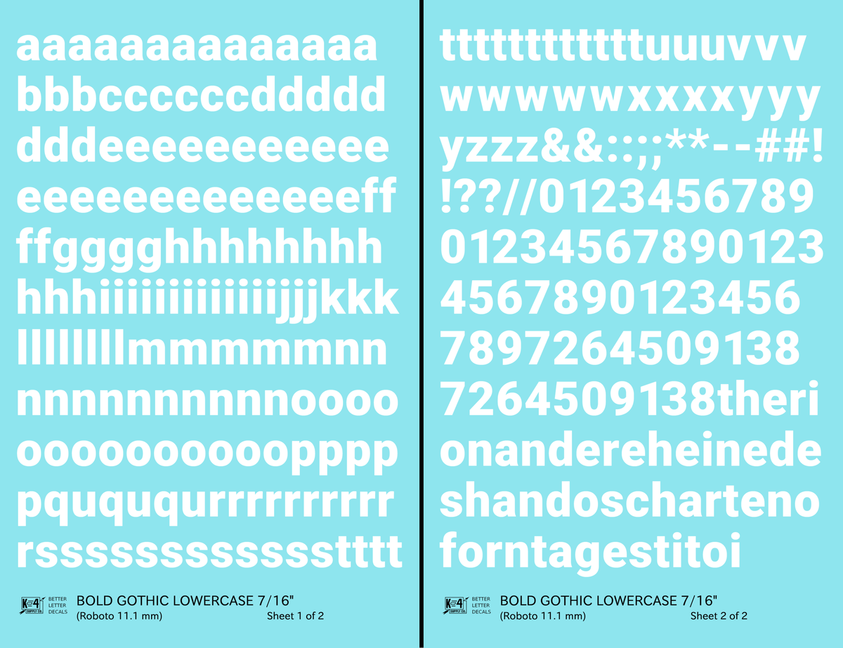 Lowercase Bold Gothic Letter Number Alphabet