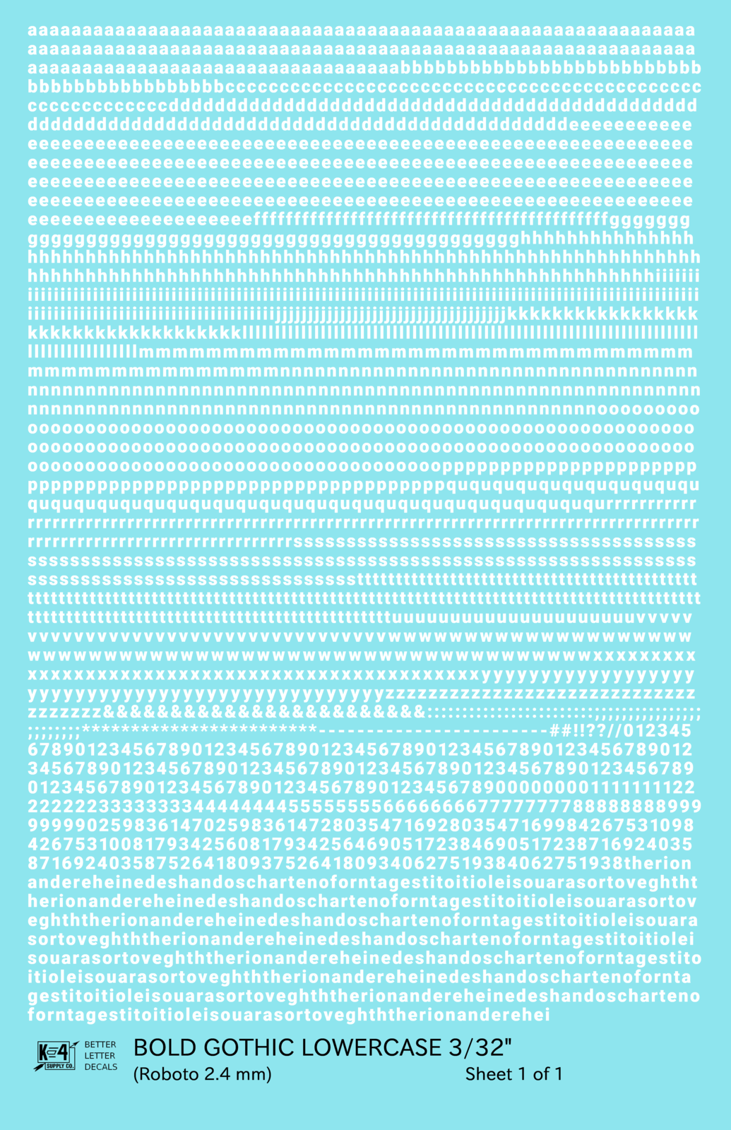 Lowercase Bold Gothic Letter Number Alphabet