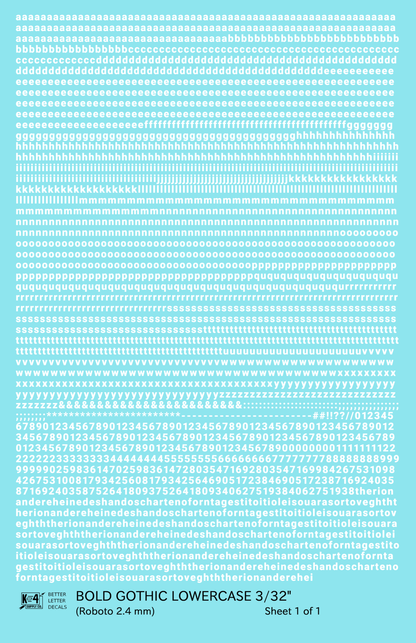Lowercase Bold Gothic Letter Number Alphabet