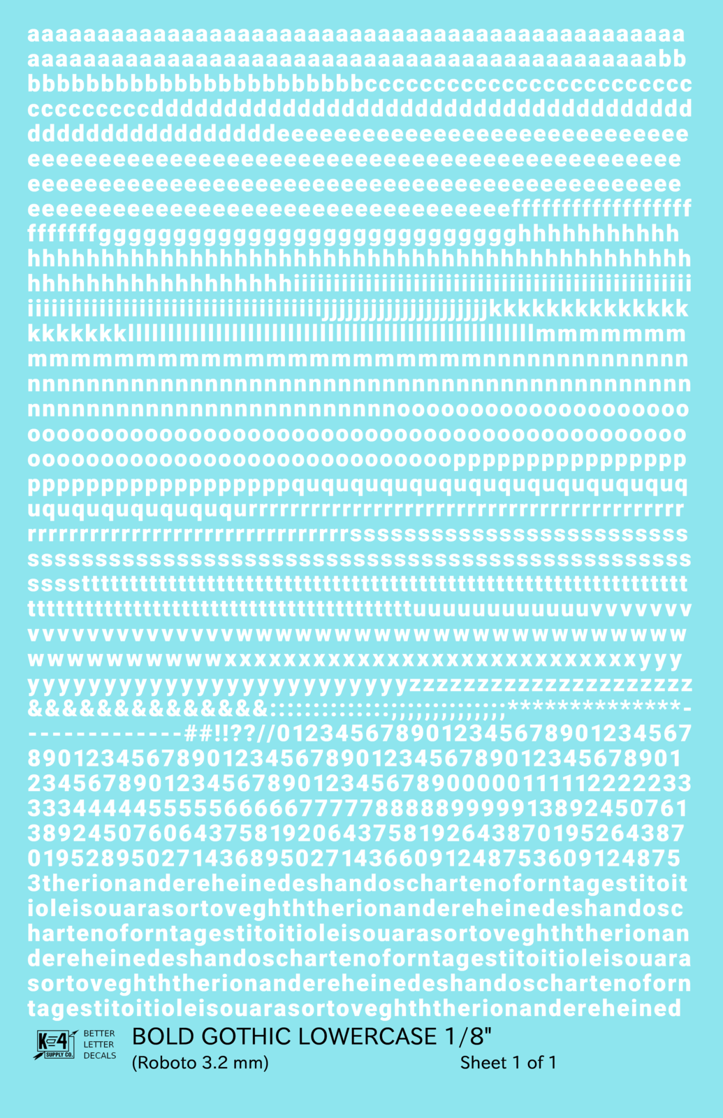 Lowercase Bold Gothic Letter Number Alphabet