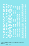 Block Gothic Freight Car Numbers  White 9, 7 and 4 Inch Renumber
