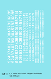 Block Gothic Freight Car Numbers  White 9, 7 and 4 Inch Renumber