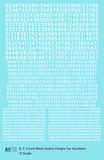 Block Gothic Freight Car Numbers  White 9, 7 and 4 Inch Renumber