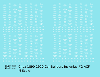 1900 Era ACF Car Builder Insignias
