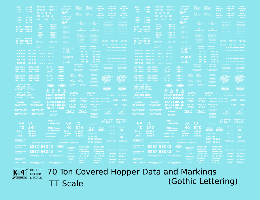 Dimensional and Weight Data 70 Ton Covered Hopper Gothic Font