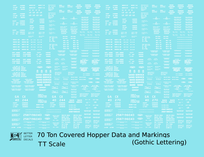 Dimensional and Weight Data 70 Ton Covered Hopper Gothic Font
