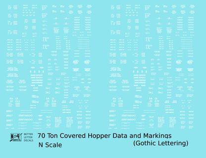 Dimensional and Weight Data 70 Ton Covered Hopper Gothic Font