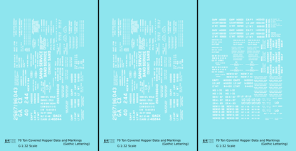 Dimensional and Weight Data 70 Ton Covered Hopper Gothic Font