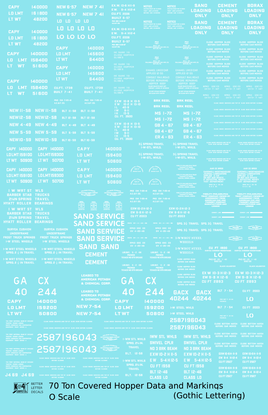Dimensional and Weight Data 70 Ton Covered Hopper Gothic Font