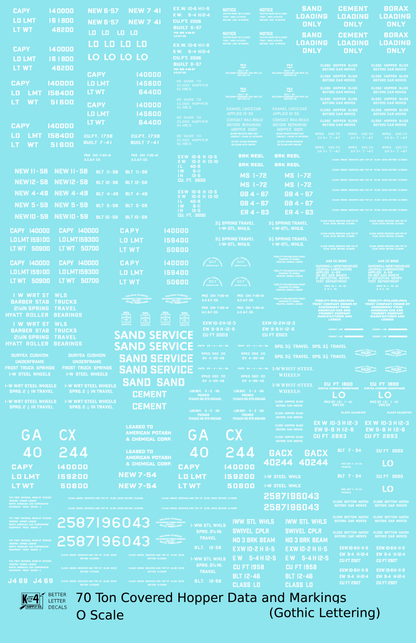 Dimensional and Weight Data 70 Ton Covered Hopper Gothic Font