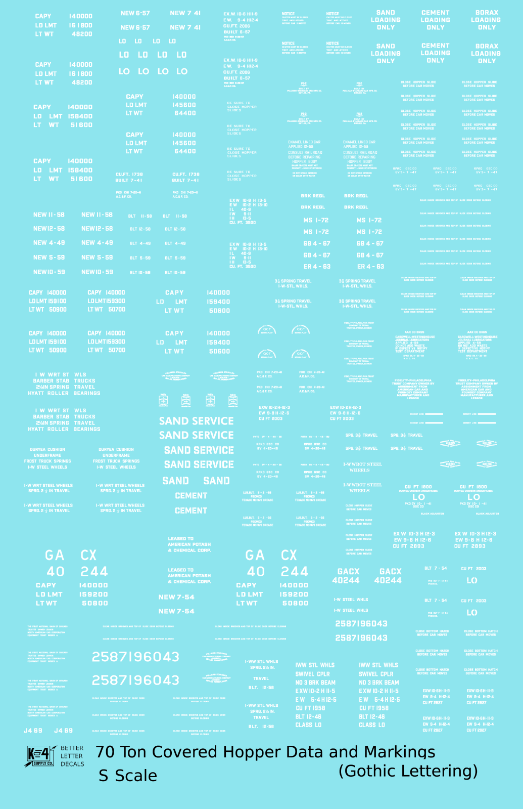 Dimensional and Weight Data 70 Ton Covered Hopper Gothic Font
