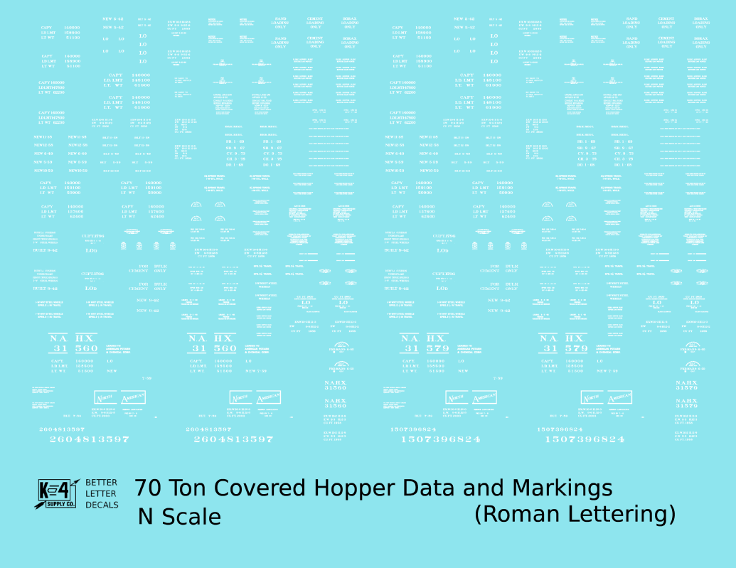 Data Only 70 Ton Covered Hopper Railroad Roman