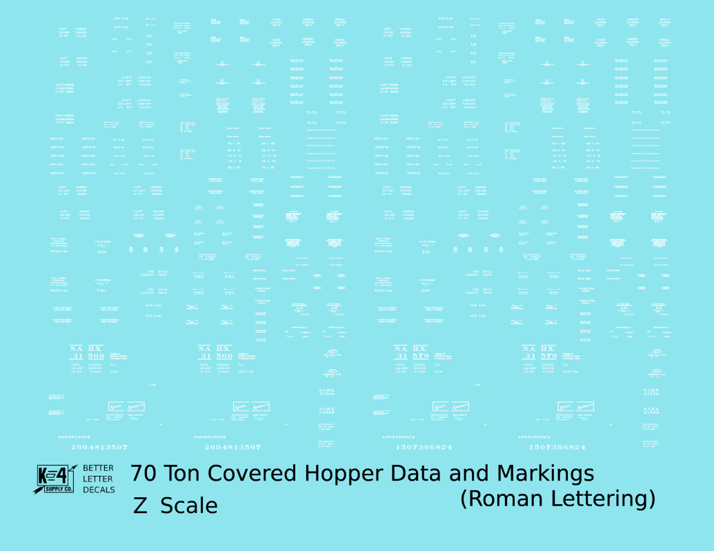 Data Only 70 Ton Covered Hopper Railroad Roman