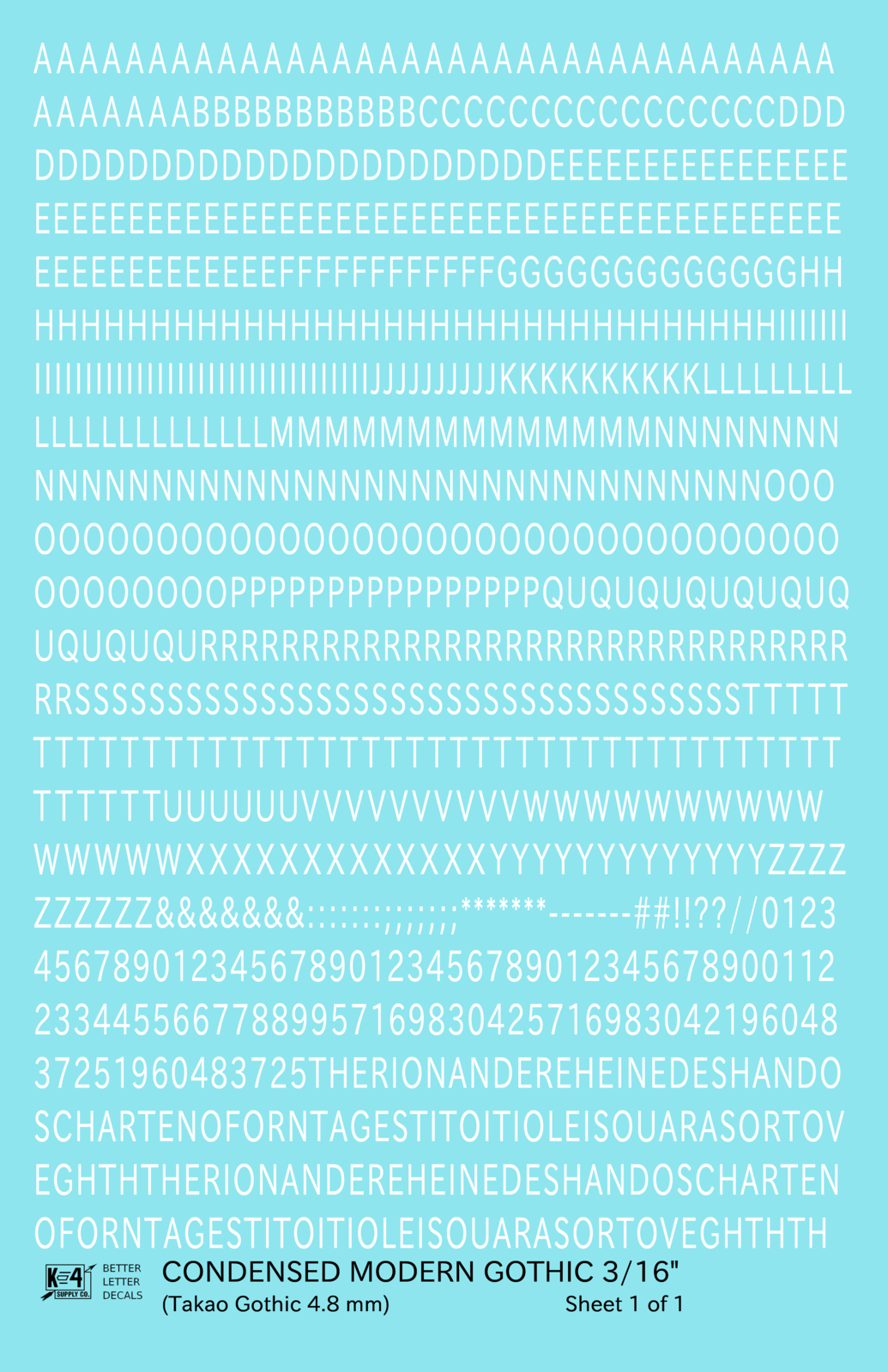 Condensed Modern Gothic Letter Number Alphabet