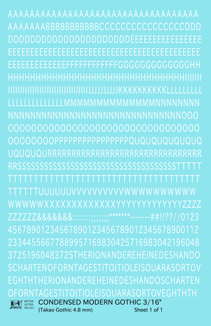 Condensed Modern Gothic Letter Number Alphabet